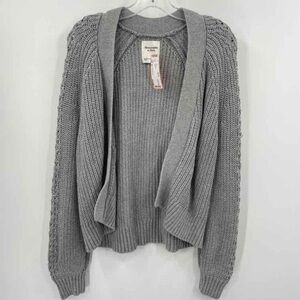 A&F Size‎ S Gray Blue Open Front Chunky Knit Balloon Sleeve Cardigan Sweater